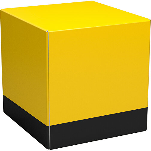 Taschentücher-Box 'Real Cube 100' , goldgelb / schwarz, Karton Simcote, GC2 300g/m2 0,55 micron, 11,50cm x 11,50cm x 11,50cm (Länge x Höhe x Breite), Bild 1