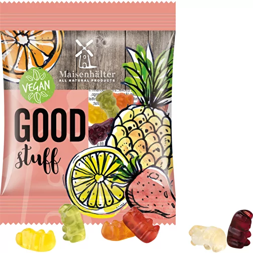 Mini-sachet, oursons gélifiés végétaliens Trolli, mélange coloré, 14% de jus de fruits, Image 1