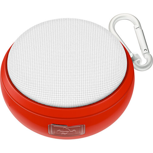 Wasserdichter Bluetooth Outdoor-Lautsprecher Splashtune , weiß / rot, gummiertes Kunststoff, 10,00cm x 4,40cm x 9,50cm (Länge x Höhe x Breite), Bild 1