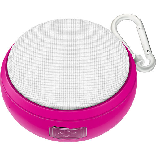 Wasserdichter Bluetooth Outdoor-Lautsprecher Splashtune , weiß / pink, gummiertes Kunststoff, 10,00cm x 4,40cm x 9,50cm (Länge x Höhe x Breite), Bild 1