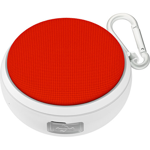 Wasserdichter Bluetooth Outdoor-Lautsprecher Splashtune , rot / weiß, gummiertes Kunststoff, 10,00cm x 4,40cm x 9,50cm (Länge x Höhe x Breite), Bild 1