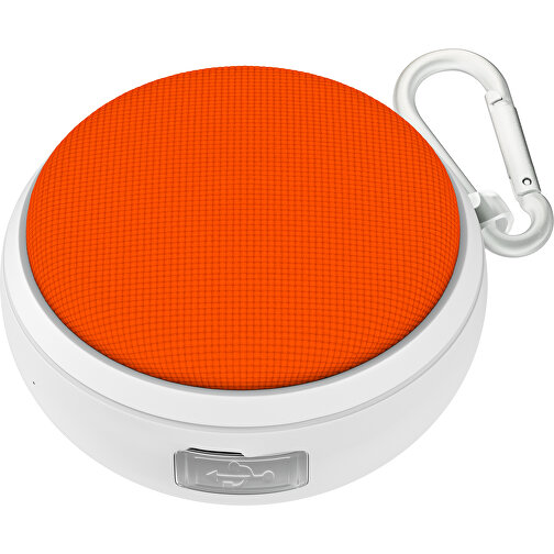 Wasserdichter Bluetooth Outdoor-Lautsprecher Splashtune , orange / weiß, gummiertes Kunststoff, 10,00cm x 4,40cm x 9,50cm (Länge x Höhe x Breite), Bild 1