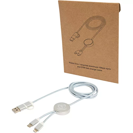 Câble 5 en 1 Alasia en aluminium et plastique recyclés de 150 cm pour la synchronisation des donn, Image 2