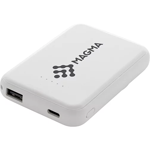 Stellar 5.000mAh 5W powerbank magnétique en RCS rec. ABS, blanc, Image 8