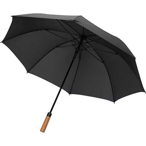 Tony AwareT RPET 30' Parapluie avec auto. Ouverture & poignée en acacia, noir, Image 1