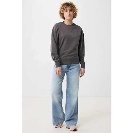 Iqoniq Kruger Relax-Sweater à col rond en coton recyclé. Coton, anthracite, Image 11
