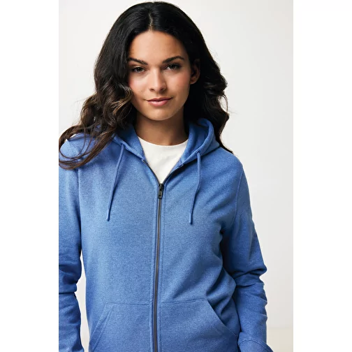 Iqoniq Abisko sweat à capuche zippé en coton recyclé, heather blue, Image 13