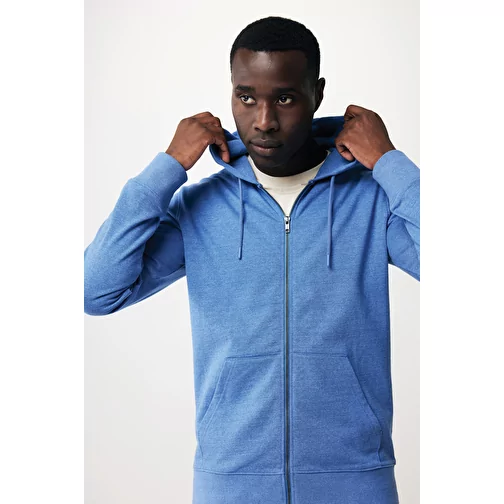 Iqoniq Abisko sweat à capuche zippé en coton recyclé, heather blue, Image 15