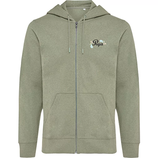 Iqoniq Abisko sweat à capuche zippé en coton recyclé, heather green, Image 4