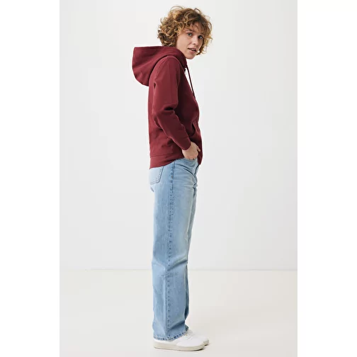 Iqoniq Abisko sweat à capuche zippé en coton recyclé, bordeaux, Image 11