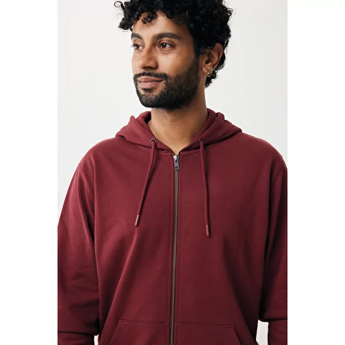 Iqoniq Abisko sweat à capuche zippé en coton recyclé, bordeaux, Image 7