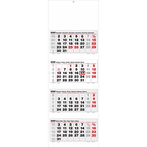 4- Calendrier mensuel 'Alicante' allemand 6-langue gris/rouge, Image 1