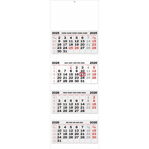 calendrier 4 mois 'Barcelona' 5 langues gris/rouge, Image 1