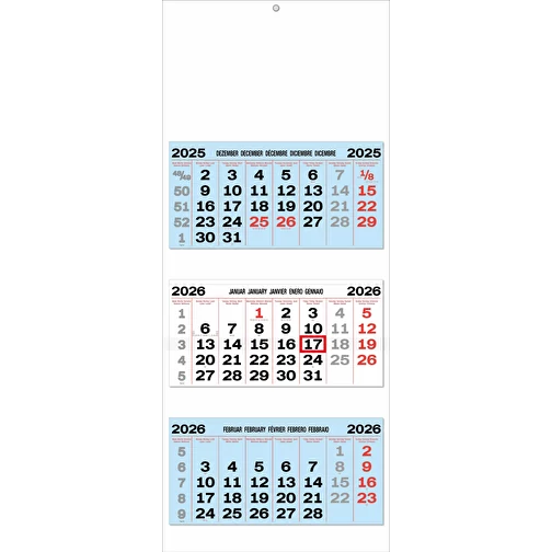 calendrier 3 mois 'Oslo' 5 langues bleu clair, Image 1