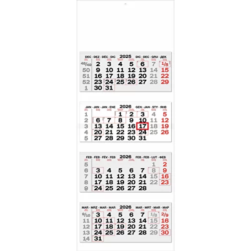 calendrier 4 mois 'Malaga' 8 langues gris, Image 1