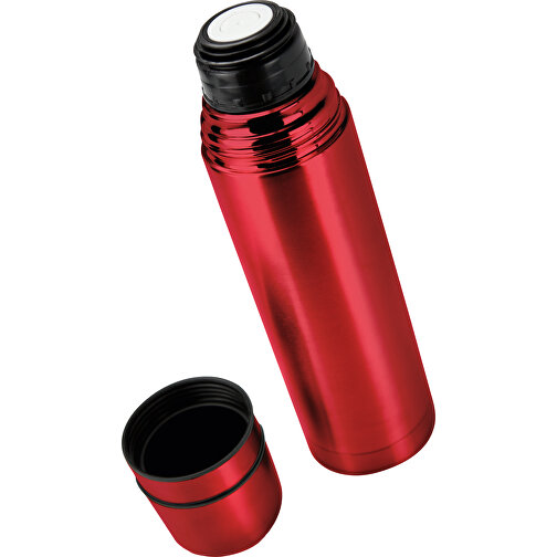 ROMINOX® Isolierkanne // Cup In Cup - Mit 2 Deckeln - Rot , rot, Edelstahl - farbig lackiert, Kunststoff, 8,00cm x 31,00cm x 8,00cm (Länge x Höhe x Breite), Bild 2