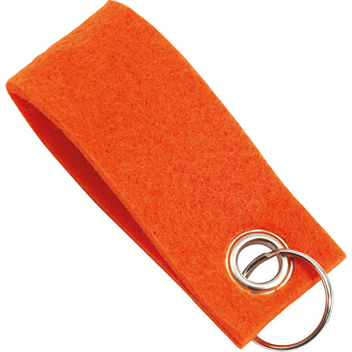 Schlüsselanhänger FELT , orange, Polyester, 9,00cm x 0,70cm x 3,50cm (Länge x Höhe x Breite), Bild 1