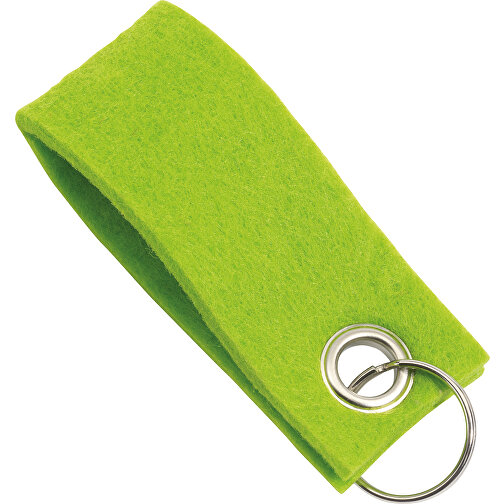 Schlüsselanhänger FELT , grün, Polyester, 9,00cm x 0,70cm x 3,50cm (Länge x Höhe x Breite), Bild 1