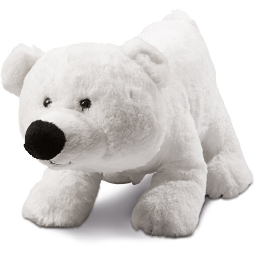 Eisbär Freddy , weiß, Polyester, Polyesterfasern, 18,00cm x 9,00cm x 10,00cm (Länge x Höhe x Breite), Bild 1