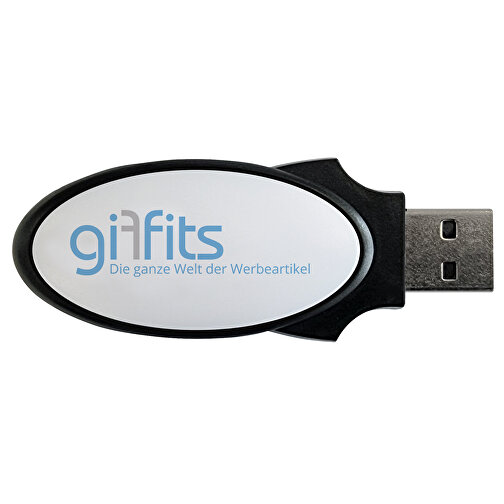 USB-Stick SWING OVAL 4GB , Promo Effects MB , schwarz / weiß MB , 4 GB , Kunststoff MB , 3 - 10 MB/s MB , 5,40cm x 0,90cm x 2,60cm (Länge x Höhe x Breite), Bild 2