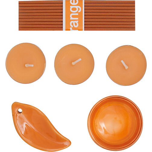 Duft-Set ATMOSPHERE , orange, Glas / Wachs / Keramik, 20,20cm x 3,30cm x 7,50cm (Länge x Höhe x Breite), Bild 3