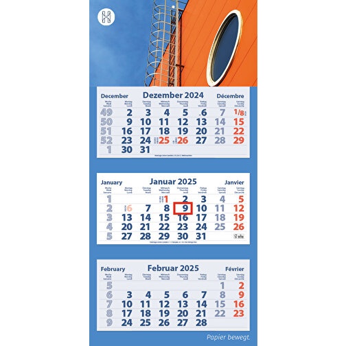 3-Monats Faltkalender 'Tres-Light Plus' , weiß, Rückwand: 290 g/m² Chromokarton, Kalenderblätter: 70 g/m² holzfrei weiß, chlorfrei gebleicht, 68,00cm x 33,00cm (Höhe x Breite), Bild 2