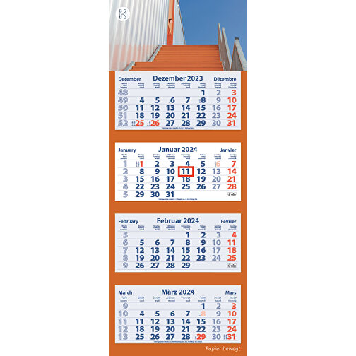 4-Monats Faltkalender 'Quatrus-Light Plus' , weiß, Rückwand: 290 g/m² Chromokarton, Kalenderblätter: 70 g/m² holzfrei weiß, chlorfrei gebleicht, 85,00cm x 33,00cm (Höhe x Breite), Bild 2