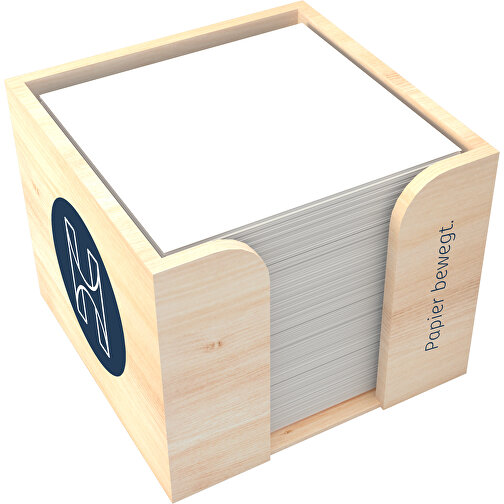 Holzbox 'Natura' 10 X 10 X 8,5 Cm , weiß, Box: Kiefernholz, Füllung: 90 g/m² holzfrei weiß, chlorfrei gebleicht, 10,00cm x 8,50cm x 10,00cm (Länge x Höhe x Breite), Bild 1