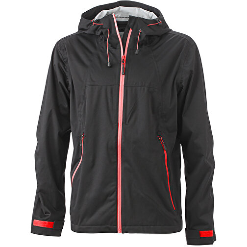 Men’s Outdoor Jacket , James Nicholson, schwarz/rot, 100% Polyester, S, , Bild 1