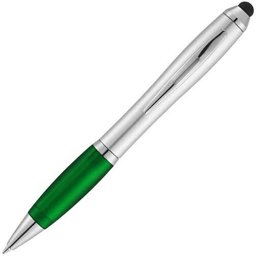 Nash Stylus Kugelschreiber Silbern Mit Farbigem Griff , silber / grün, ABS Kunststoff, 13,70cm (Länge), Bild 2