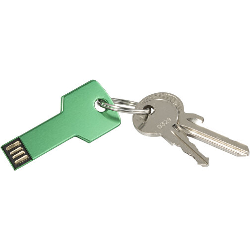 USB-Stick Schlüssel 2.0 8GB , Promo Effects MB , grün MB , 8 GB , Metall MB , 3 - 10 MB/s MB , 5,70cm x 2,40cm (Länge x Breite), Bild 2
