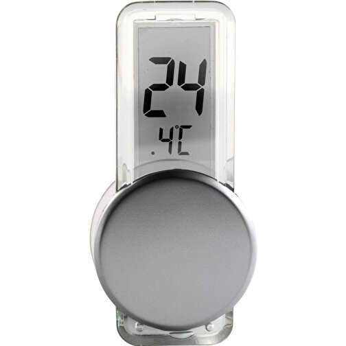 Thermometer Point , silber, ABS, Acryl, LCD, 6,50cm x 1,70cm x 3,00cm (Länge x Höhe x Breite), Bild 1