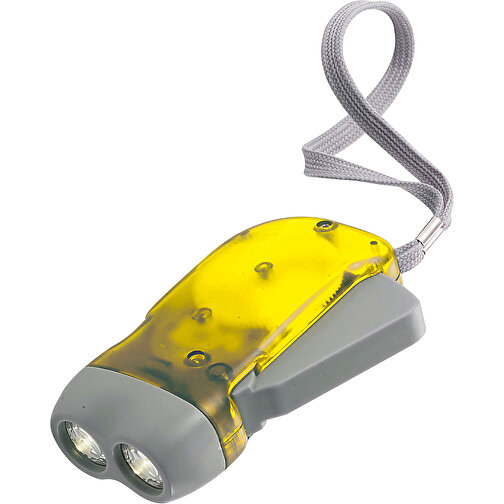 LED-Dynamotaschenlampe Aus Kunststoff Tristan , gelb, ABS, Plastik, Nylon, 10,00cm x 2,60cm x 5,10cm (Länge x Höhe x Breite), Bild 1