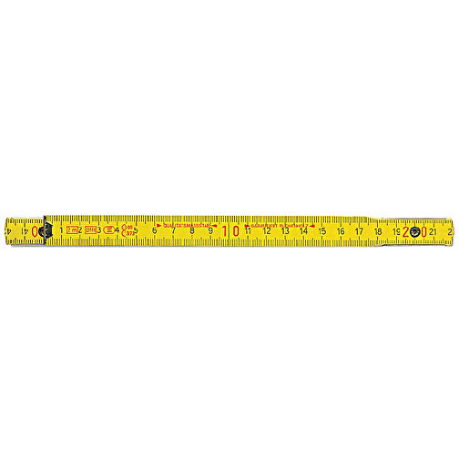 Holzzollstock 2 M , gelb, Buchenholz, 23,50cm x 1,60cm x 3,60cm (Länge x Höhe x Breite), Bild 2