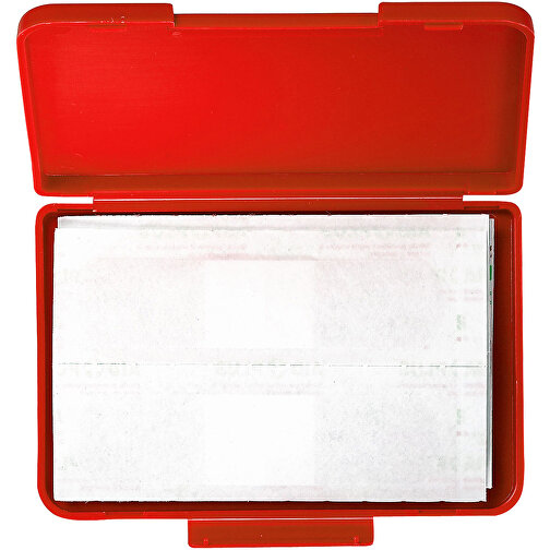 Notfall-Set 'Pflaster Box' , standard-rot, Kunststoff, 10,20cm x 1,10cm x 6,80cm (Länge x Höhe x Breite), Bild 1