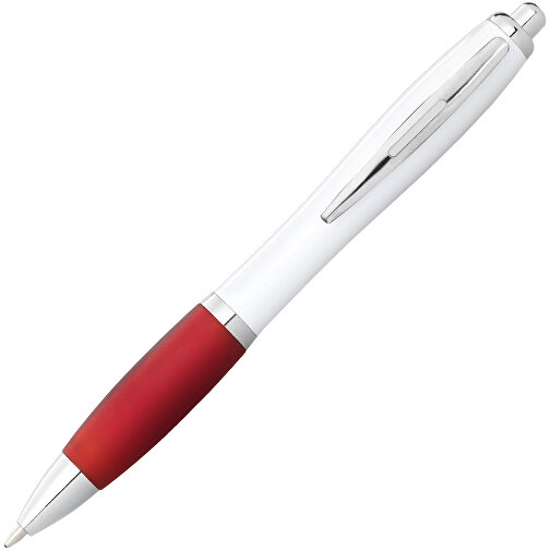Nash Kugelschreiber Weiss Mit Farbigem Griff , weiss / rot, ABS Kunststoff, 14,00cm (Höhe), Bild 2