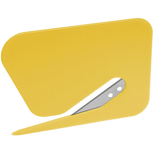 Brieföffner, Gross , gelb, ABS+MET, 9,50cm x 0,30cm x 7,00cm (Länge x Höhe x Breite), Bild 1