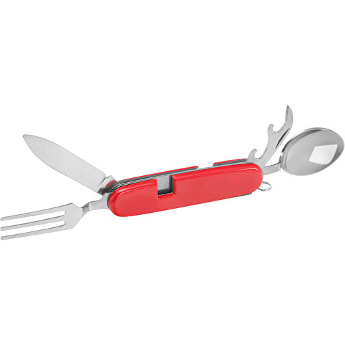 Multi-Tool 'Picknick' , rot, ABS+MET, 9,00cm x 3,00cm x 2,90cm (Länge x Höhe x Breite), Bild 1