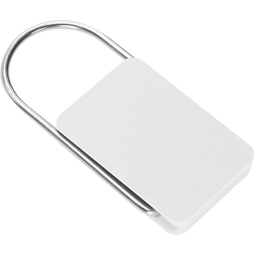 Schlüsselanhänger , weiß, ABS+MET, 0,55cm x 0,05cm x 0,27cm (Länge x Höhe x Breite), Bild 1