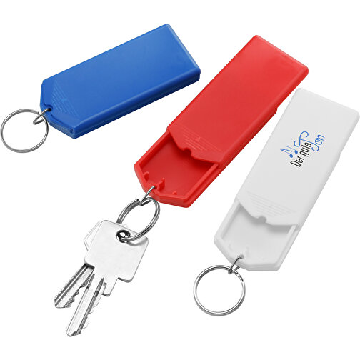 Schlüsselanhänger-Safebox , blau, PS+MET, 8,00cm x 1,10cm x 3,50cm (Länge x Höhe x Breite), Bild 2