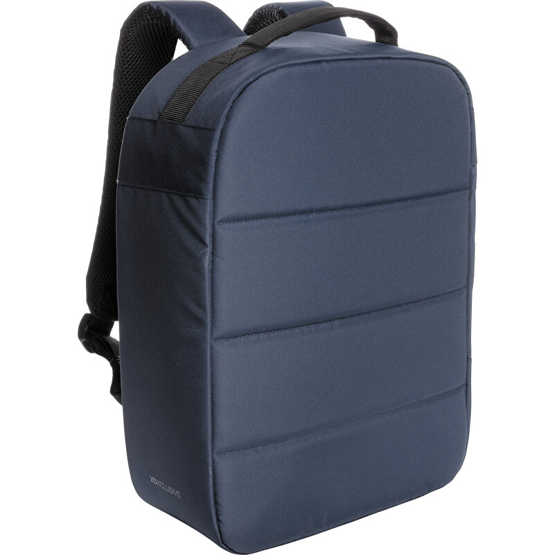 Impact AWARE™ RPET Anti-Diebstahl 15,6 Laptop-Rucksack, navy blau (14000  ml, navy blau, PET - recycelt, 700g) als Werbegeschenke Auf